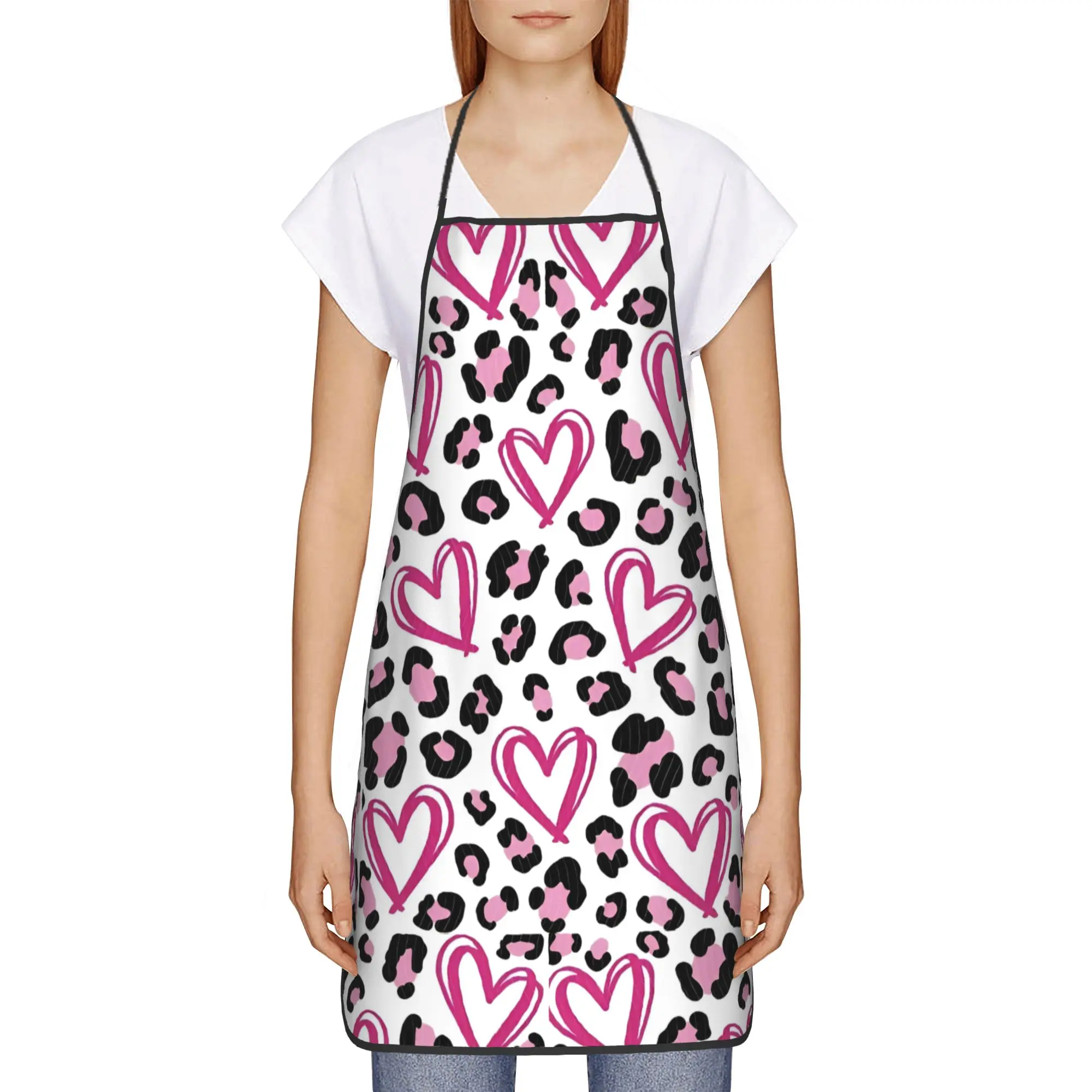

Фартук для мужчин и женщин, подарок для шеф-повара, с леопардовым принтом, для приготовления пищи, регулируемый, водоотталкивающий
