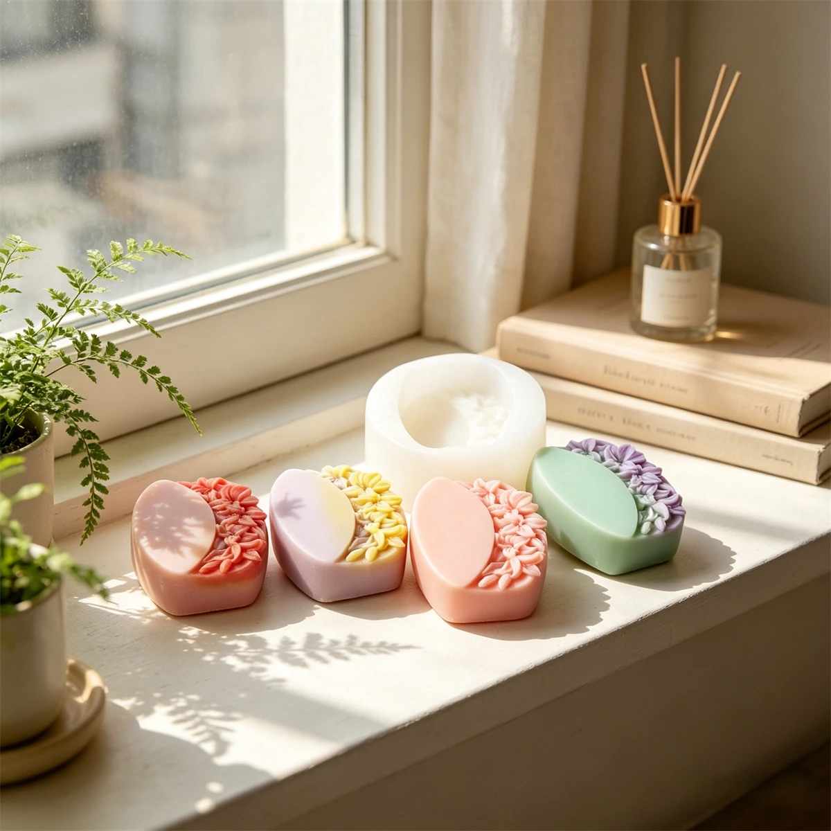 Half Flower Oval Silicone Soap - Soap Making Book 评论和价格
