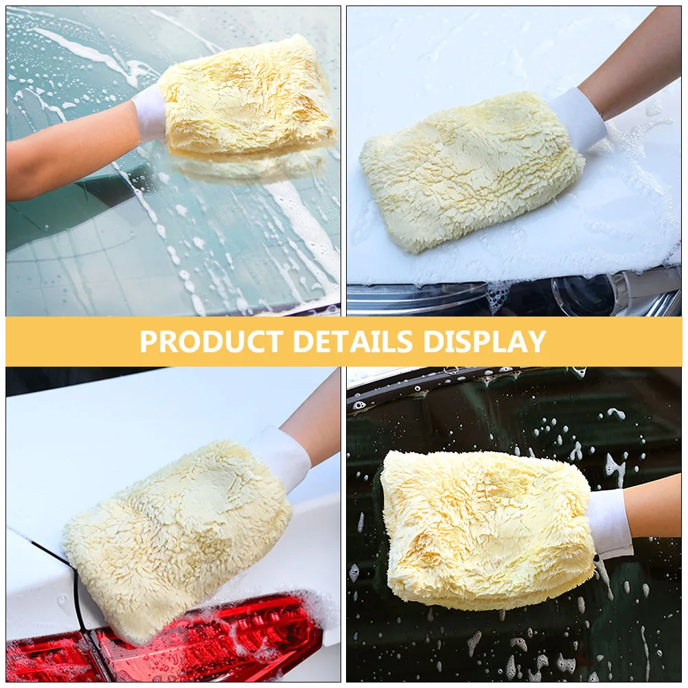 

1pc Car Wash Mitt Double Sided Faux Wool Heavy Duty Cleaning Tool For Car Glass Bathroom Floor Scratch Free Auto Wash Glove