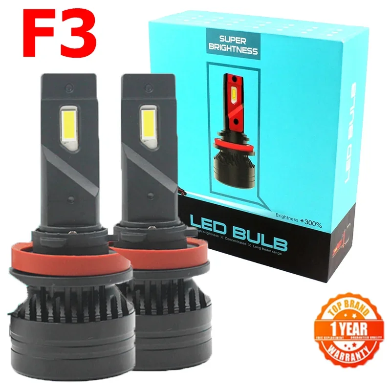 Rockeybright-F3 10000lm H4 led 헤트라이트 H7 H8 H9 H11 자동차 헤드램프 H4 90W, 밝은 흰색 H1 H3 880 881 H16 9005 LED H7 전조등