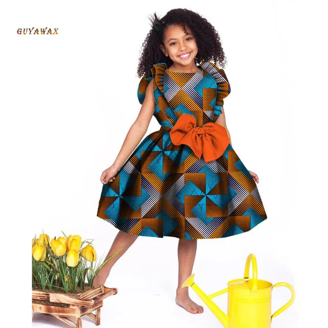 Girls African Dress Children Bazin Riche Dashiki Mermaid Dress Fashion Cute Party Dresses Kids African Print Plus Size Clothing