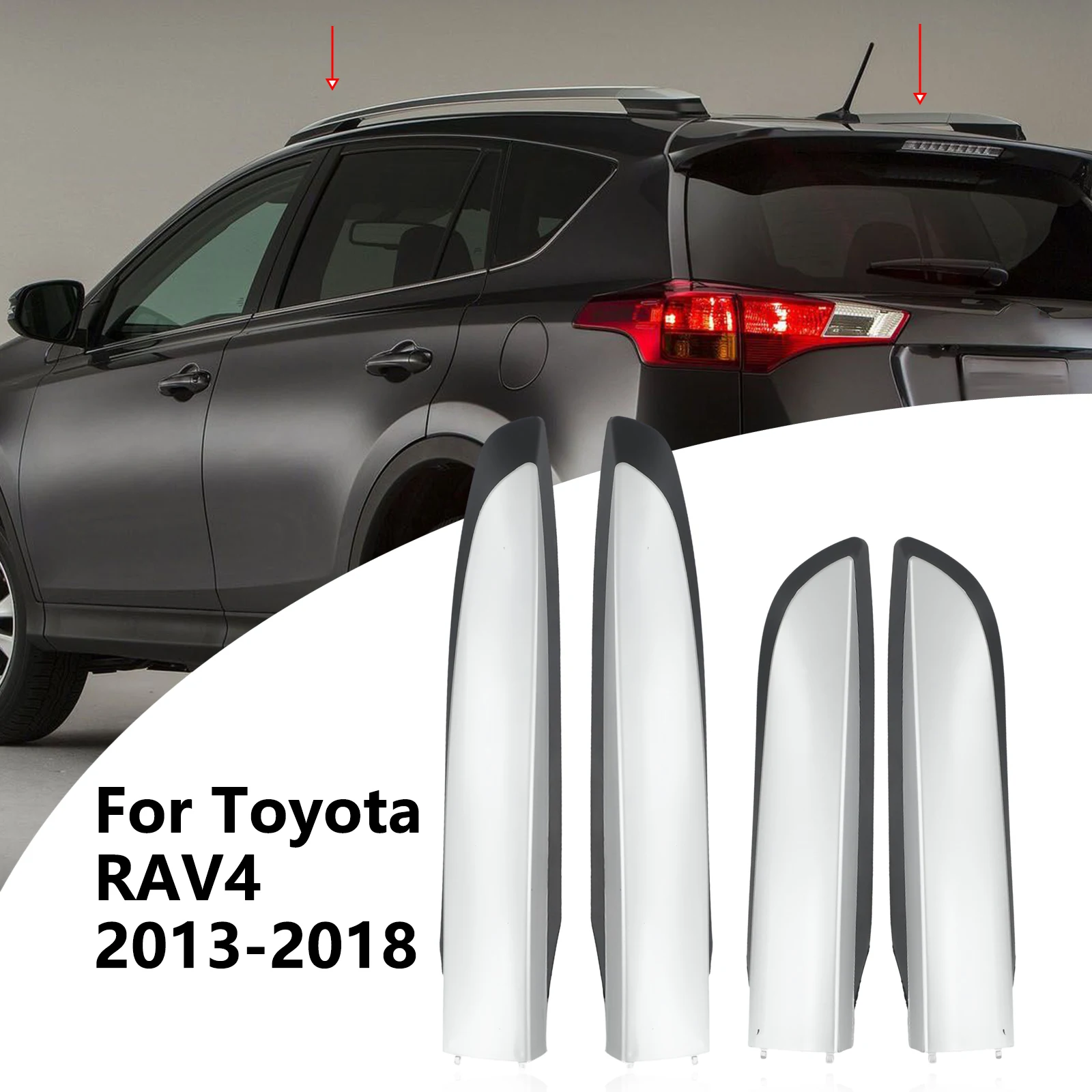 Enhance the Functionality of Your Car with Silver Car Roof Rack Rail End Cover Shell Cap for Toyota For RAV4 XA40 2013 2018