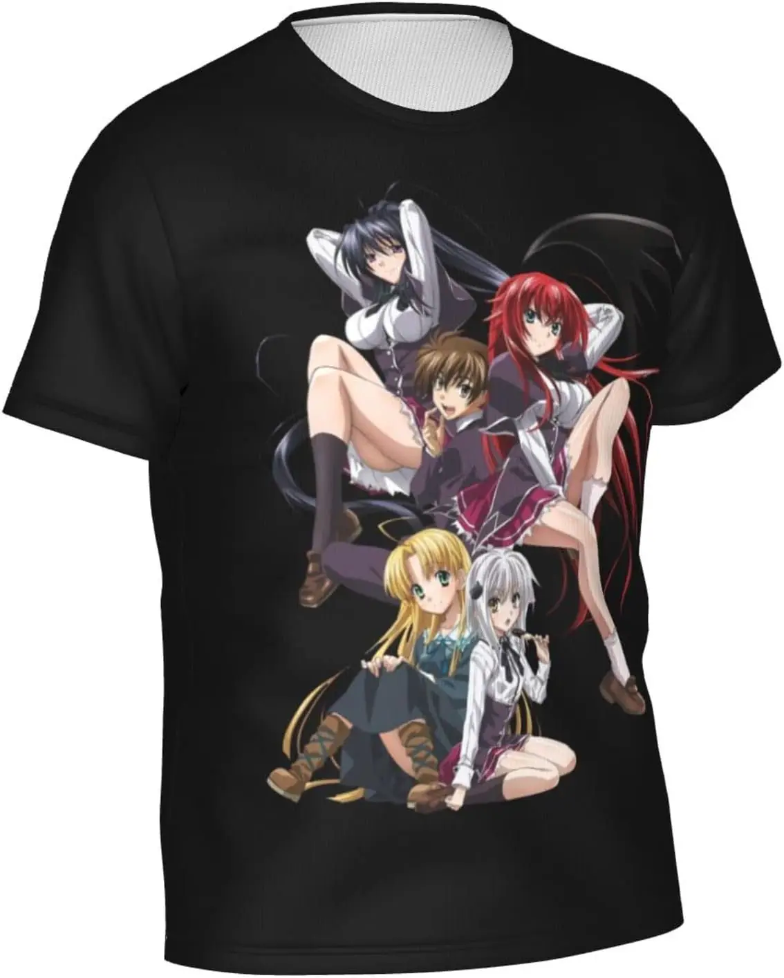 Anime High School DxD T Shirt Mens Short Sleeve Shirts Fashion Casual Tee Black