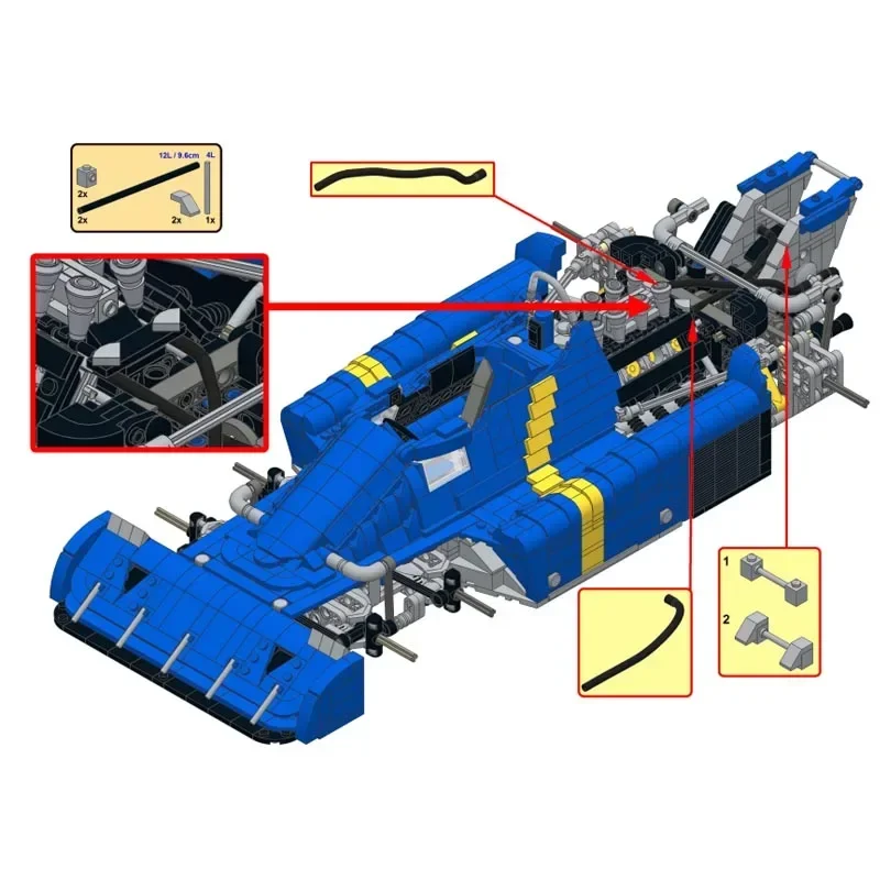 New Technologys MOC-158318 P34 1976 scale 1:8 SuperRace Car Model Buiding Kit Creators Block Bricks Kids Toys Birthday Gifts