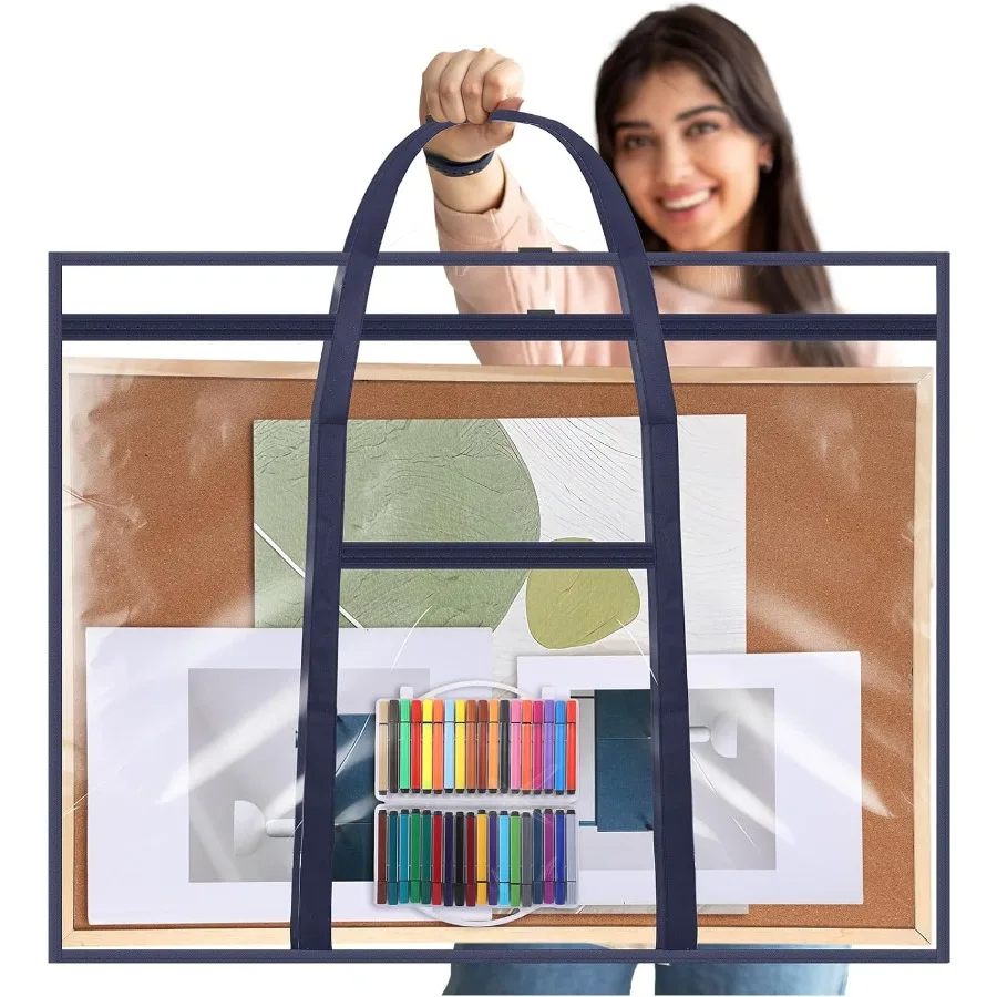 Custodia grande per portafoglio artistico Borsa portaoggetti per poster 48 x 36 con materiale in PVC e manici con cerniera per insegnanti e artisti Include il toro