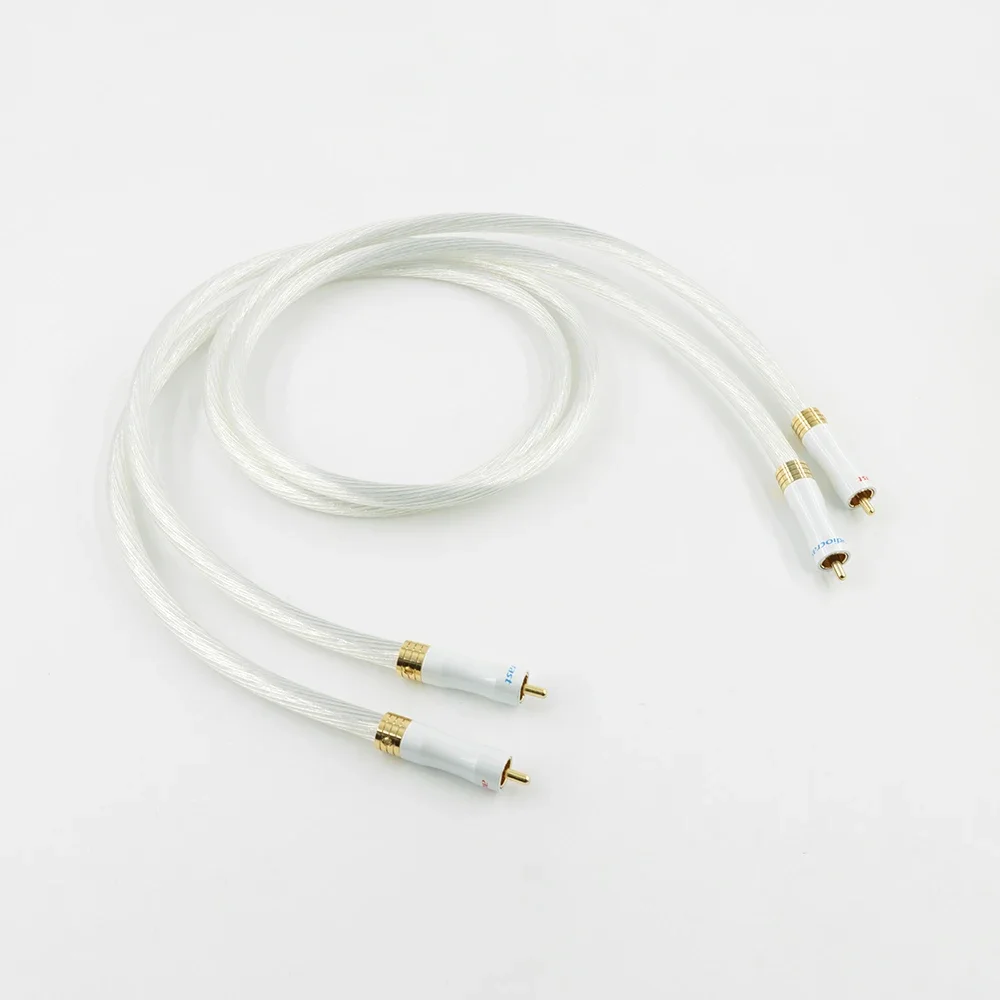 คุณภาพสูง 1 คู่ 5N Silver Plated OCC สาย RCA Analog สาย RCA สาย Silver Plated