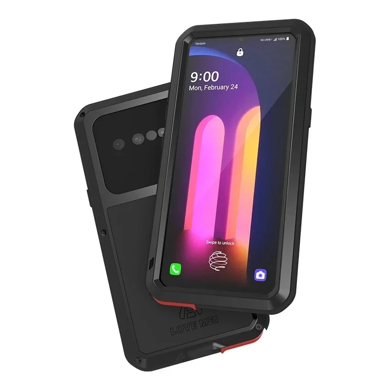 Luxury Love Mei phone case For LG V60 silicone military-grade metal protective case Shock-proof dust protective case