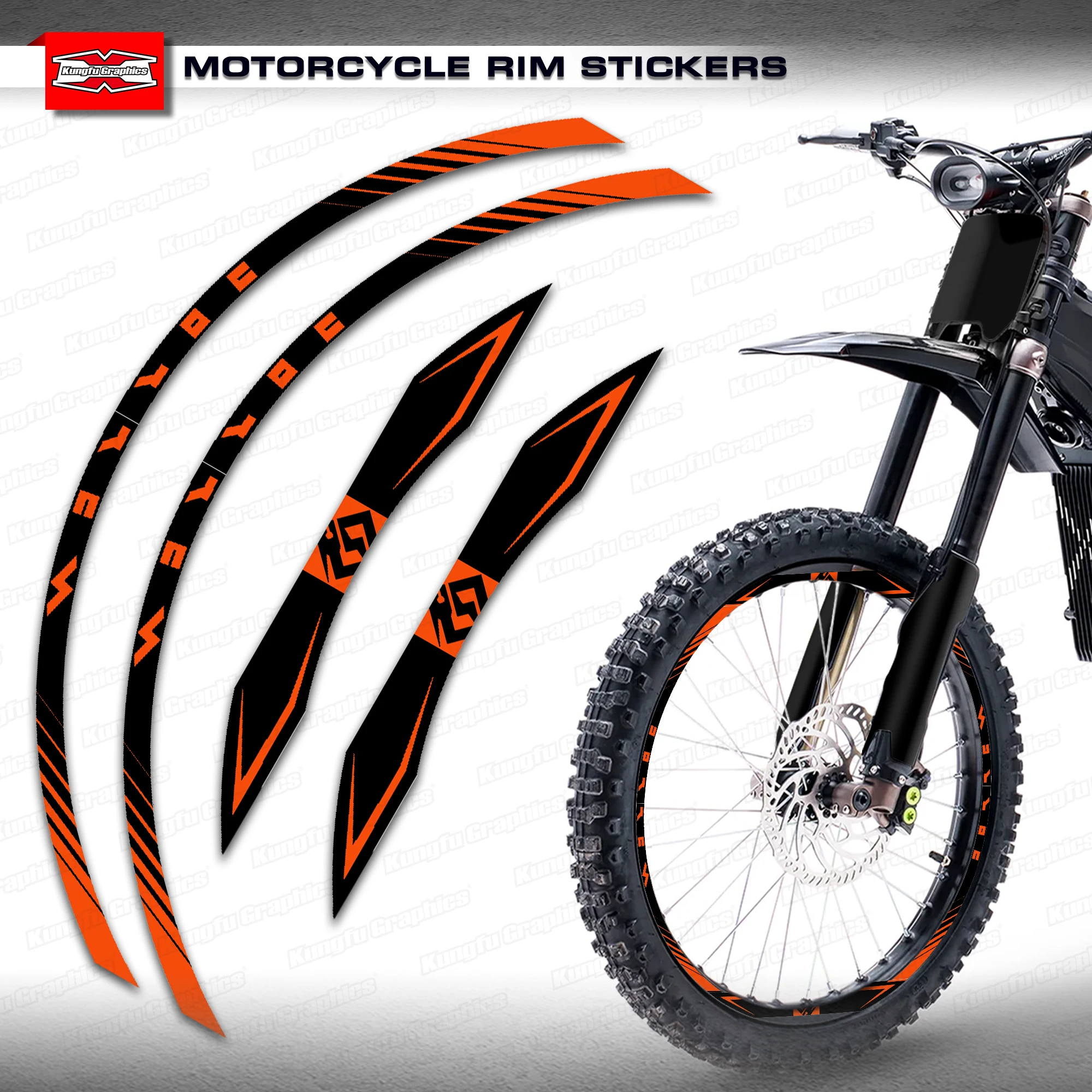 

KUNGFU GRAPHICS Orange Black Wheel Rim Stickers for Ultra Bee Light Bee, Tire Decals