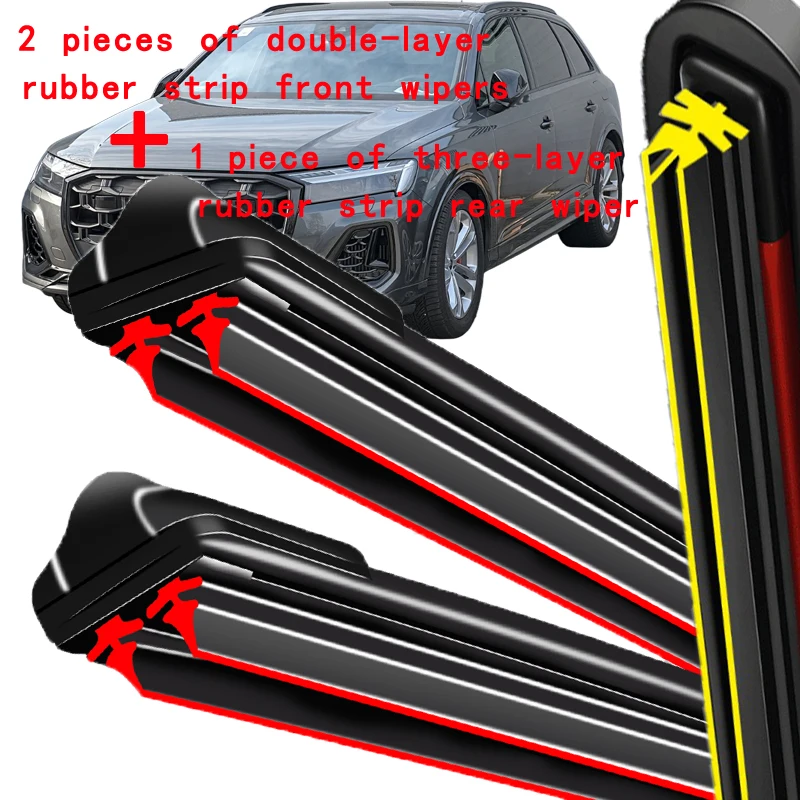 

For Audi Q7 4M 2016-2023 2017 2018 2019 2020 Wiper Front & Rear Wiper Blades Windshield Windscreen Window Brushes 26"+20"+16"