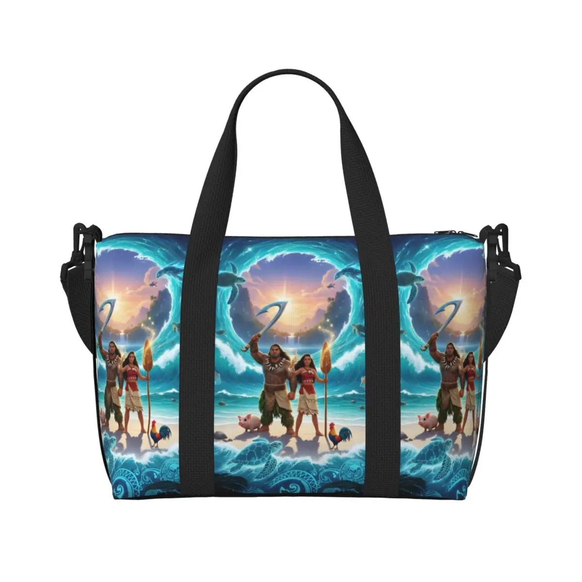 

Пляжная большая сумка Moana на заказ, женские аниме-сумки с большим отделением для спортзала, пляжные дорожные сумки