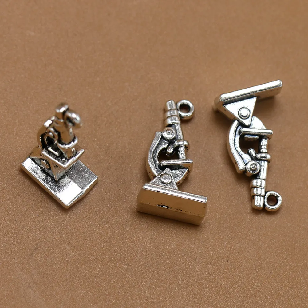 

20Pcs Alloy Microscope Pendant Charms Silver DIY Necklace Bracelet Jewelry Making Keychain Craft Accessories
