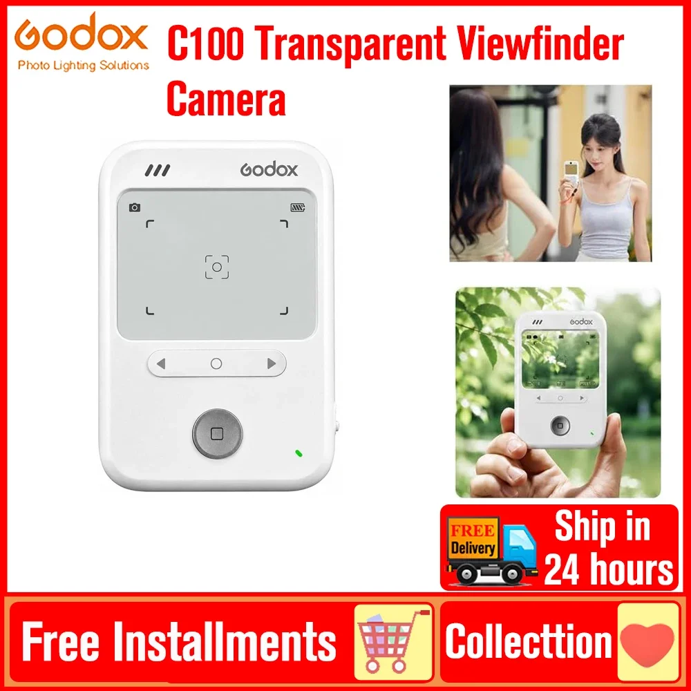 Godox C100 Transparent Viewfinder Camera Mini CCD Portable Camera for Vlogging/Pocket Cam Film Light Meter (TF-Card 4G/8G/32GB)