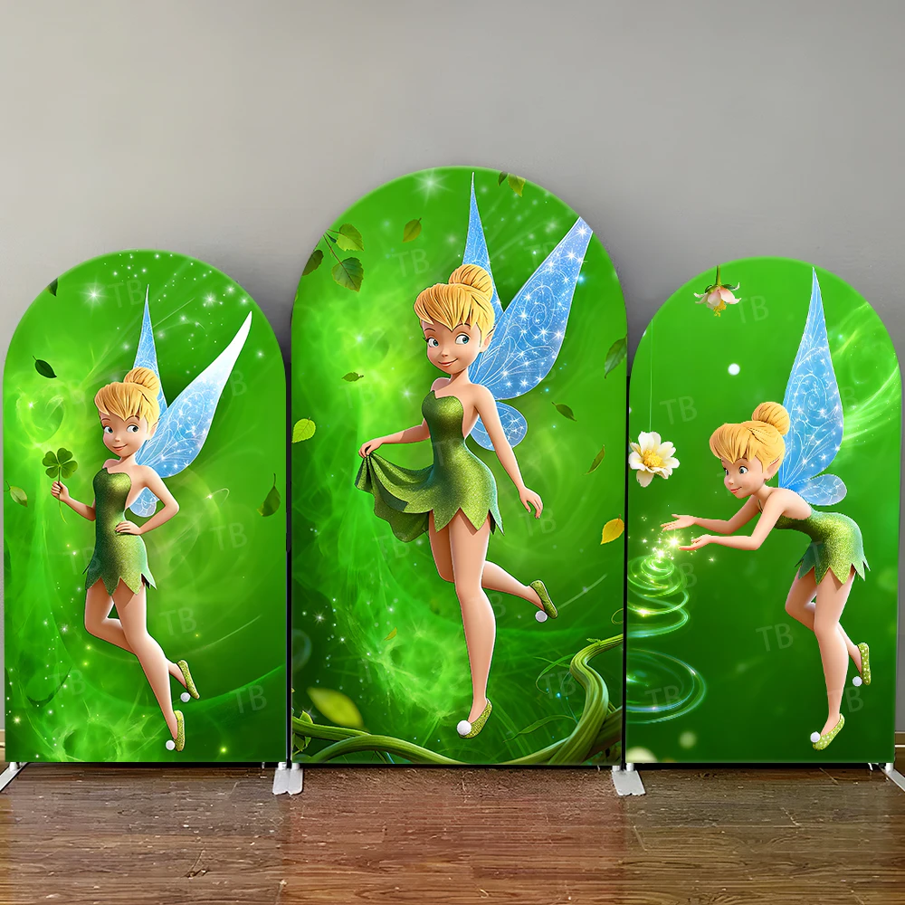 

Tinker Bell Arch Backdrop Cover DisneyGreen Magic&Fairy Elements Enchanting Photo Booth Props for Parties&Home Decoration