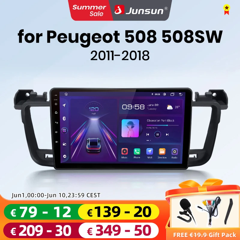 Junsun-Autoradio sans fil pour KIT, CarPlay, Android Auto, Caméra, Systèmes intelligents de voiture, RDS DSP, Autoradio 2Din, 407, 2004, 2011, 360