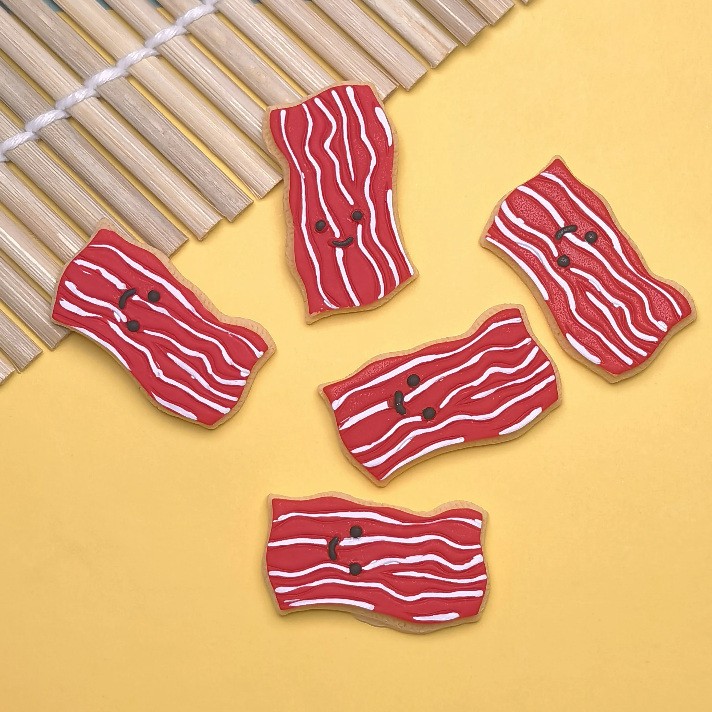 Kawaii Flat Back Resin Smiling Bacon Bread  Cabochon Simulation Food DIY Embellishments for Scrapbooking Phone Deco Parts