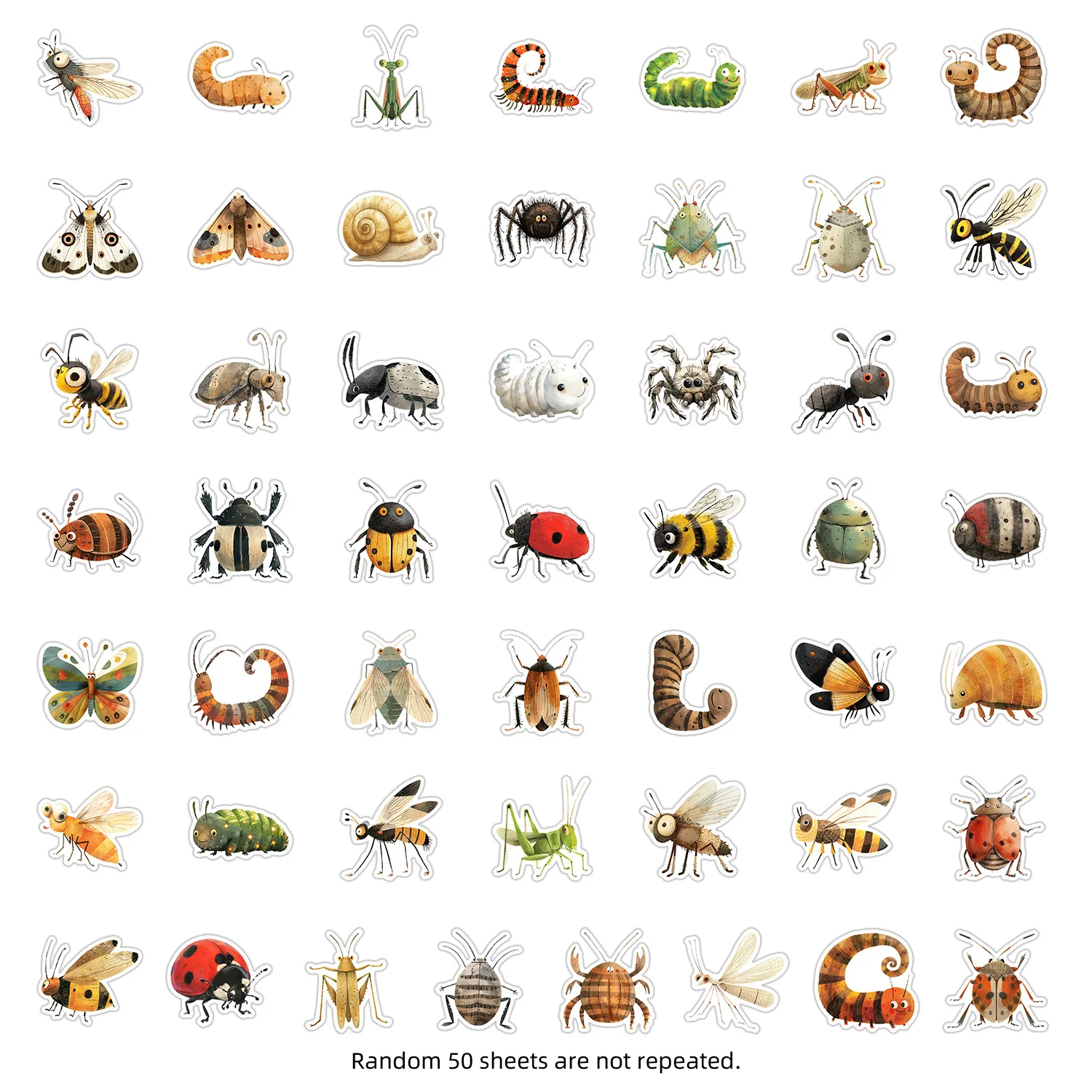 10/50PCS การ์ตูนแมลงแมงมุม Caterpillar Graffiti สติกเกอร์บุคลิกภาพตลกตกแต่ง Graffiti Decal ของเล่นสําหรับถ้วยน้ําจักรยาน