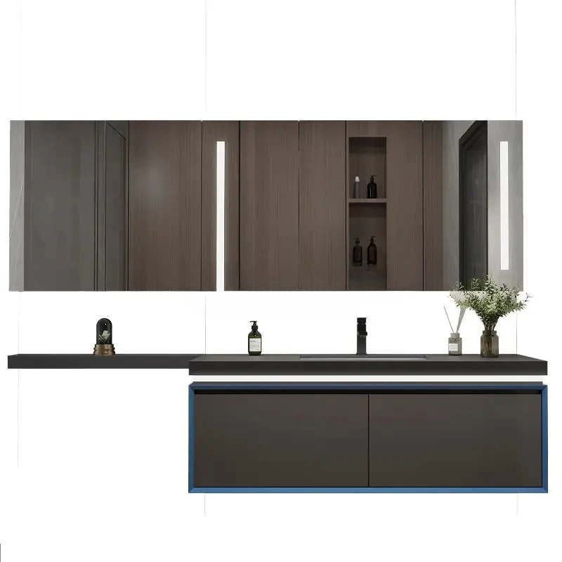 

Oak bathroom cabinet light luxury rock slab washbasin smart bathroom hand washbasin cabinet