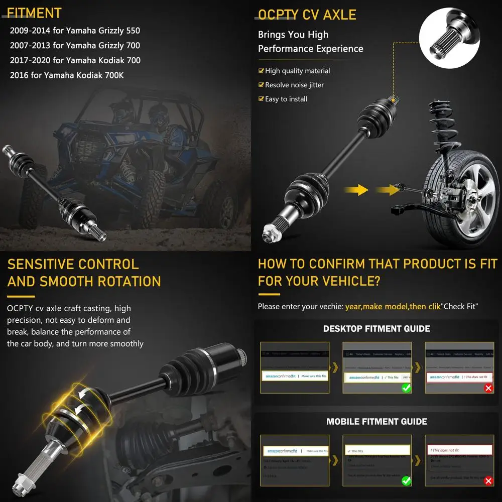 

OCPTY CV Axle Drive Shaft Assembly fit 2009-2013 for Yamaha Grizzly 550 700 Rear Left Right 28P-2510F-04-00 28P-2530V-01-00 28P-