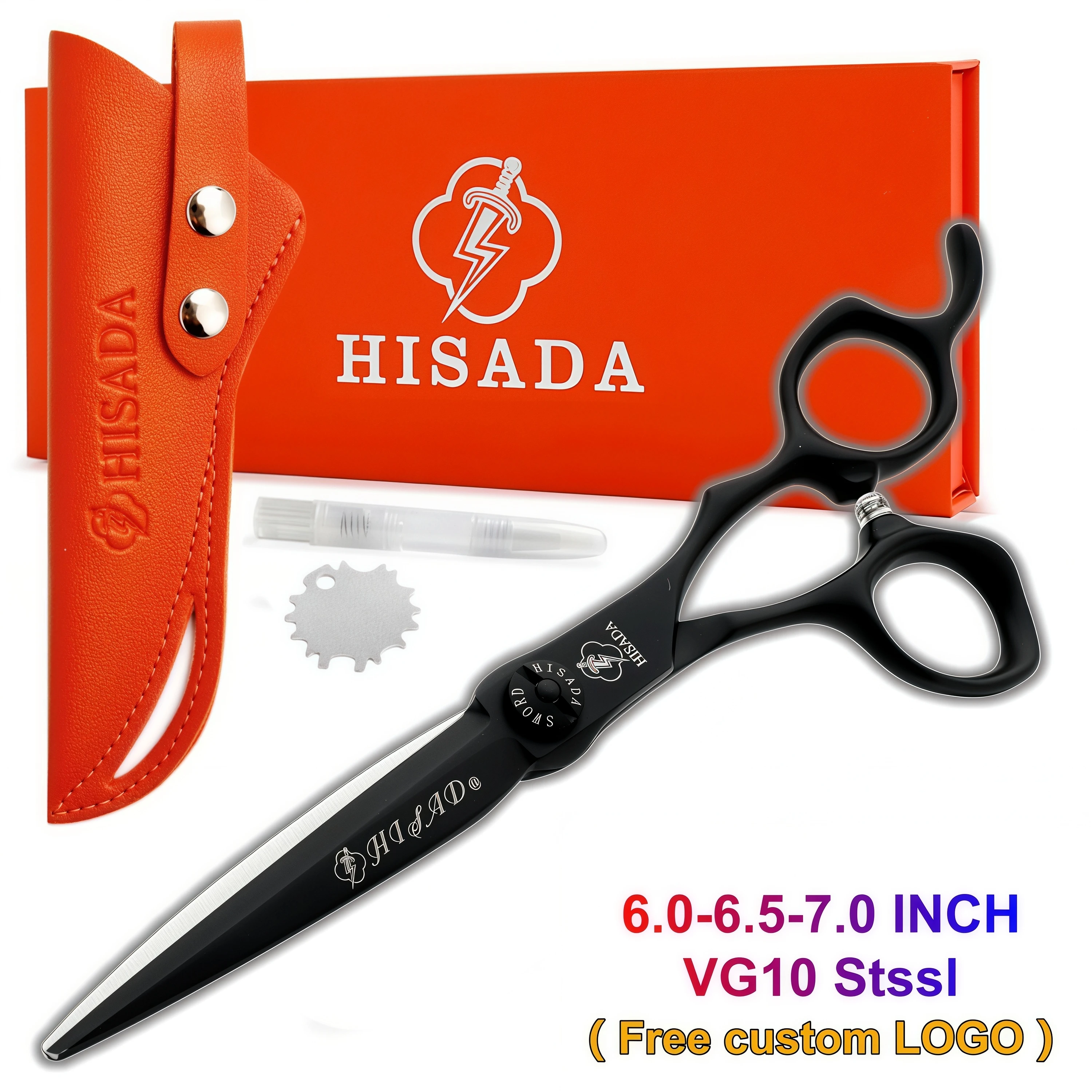

HISADA hair scissors Handmade in Japan VG10 material professional barber scissors 6.0/6.5/7.0 inch barber accessories