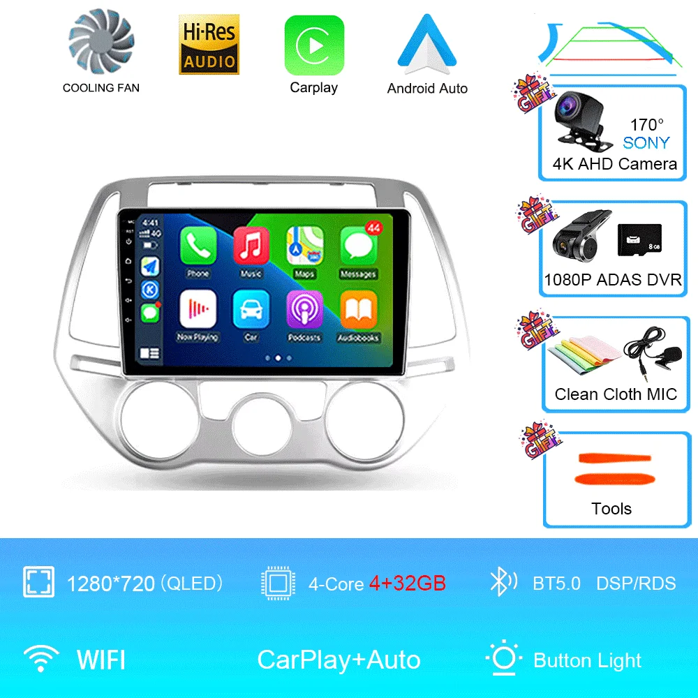 Android 16 Carplay Auto Multimedia Speler Autoradio voor Hyundai I20 2010 2012 2013 2014 DSP Autoradio GPS Stereo 2din Head Unit