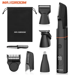 MAXGROOM-Kit recortador de pelo corporal 4 en 1 para hombres, afeitadora de pelo púbico, recortador de barba y nariz, afeitadora eléctrica IPX6 resistente al agua para la ingle para hombre