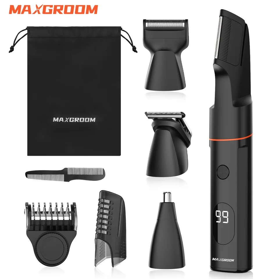 Maxgroom-男性用ボディヘアトリマーキット、陰部ヘアシェーバー、鼻と
