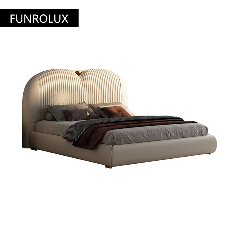 

Modern bedroom furniture leather soft back bed 1.5/1.8M frame bed