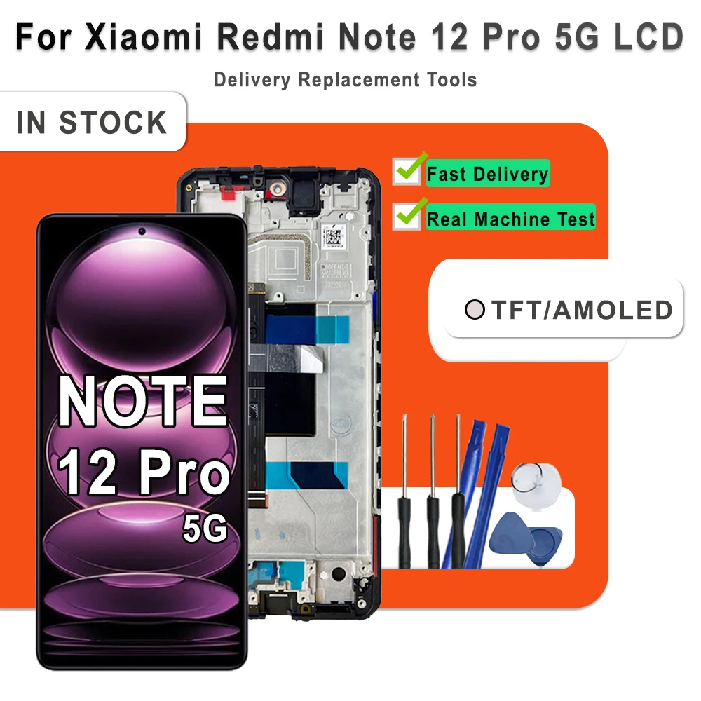 6.67“ AMOLED LCD For Xiaomi Redmi Note 12 Pro 5G LCD Touch Screen Digitizer Assembly For Redmi 22101316C LCD Screen Replacement