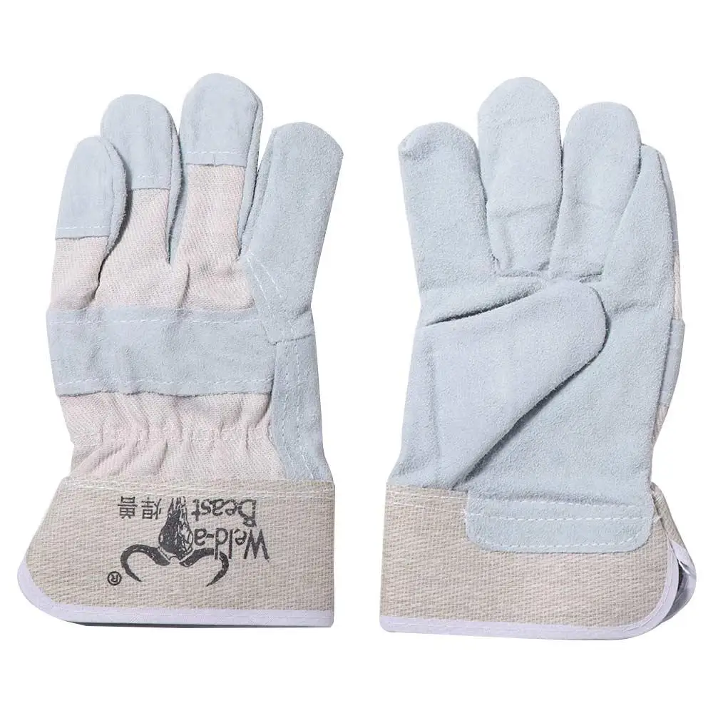 

1 пара устойчивых к истиранию кожаных сварочных перчаток, защита труда, утолщенные рабочие перчатки, термостойкие, устойчивые к проколам