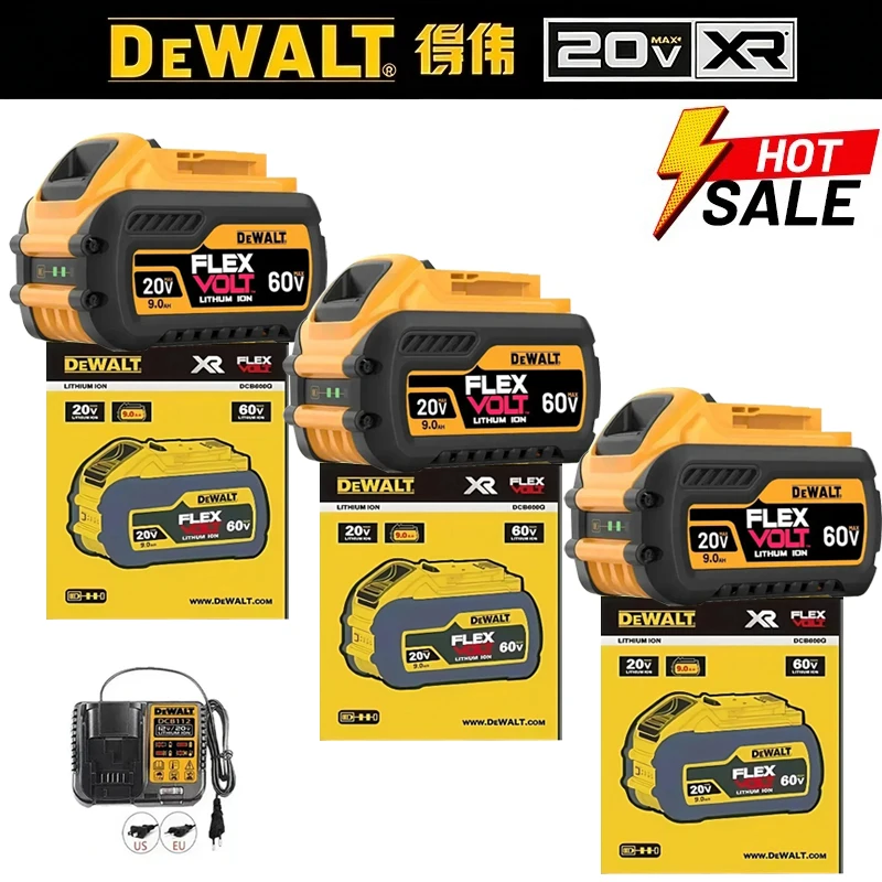 100% Original DeWALT 20V/60V 9.0Ah Power Tool Battery DCB206 DCB205 DCB200 DCF887 DCG405 DCD791 DCF922 DCF850 DCD805 Tool Batter