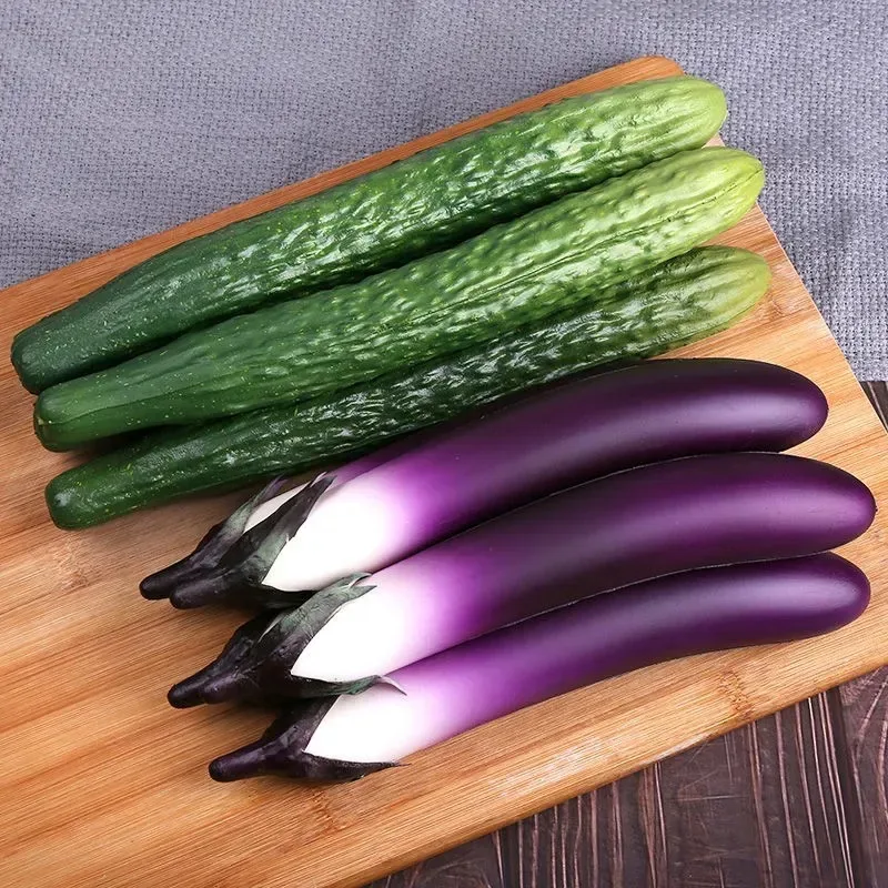 for PU Simulation Long Cucumber Eggplant Model Foam Vegetables Fruit Food Ingredients Decorative Ornament Video Shooting