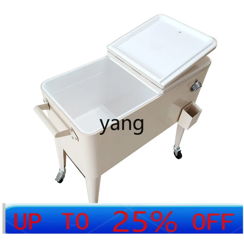LMM outdoor incubator portable light and large capacity 75L refrigerator stall ice bucket camping cart