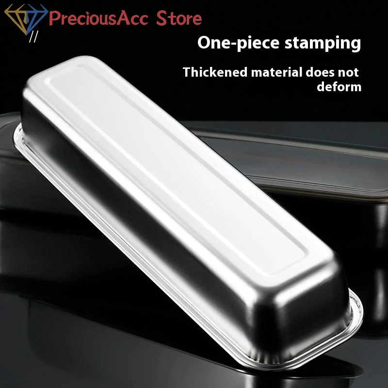 صندوق حفظ طازج من الفولاذ المقاوم للصدأ 201 صينية لحم الخنزير المقدد مع غطاء للفواكه والخضروات واللحوم وتخزين الثلاجة وتنظيف المطبخ #4