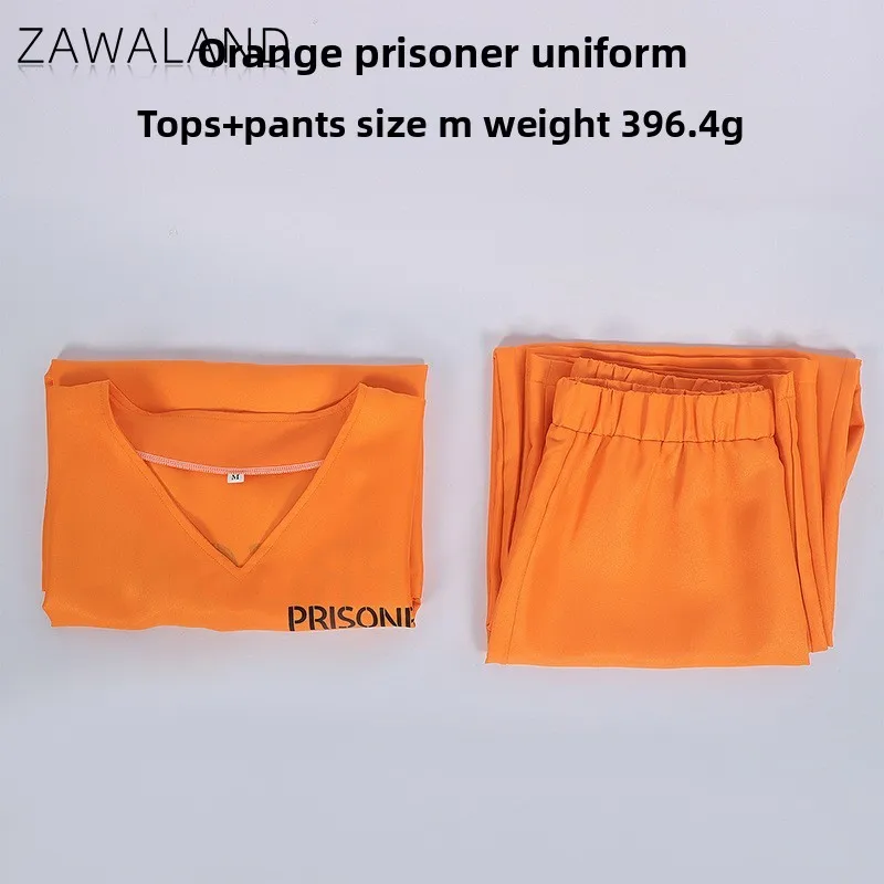 Prisoner Cosplay Costume Halloween Orange Prison Uniform Man Woman Stage Performance Prisoner Set Carnival Festival Party Outfit