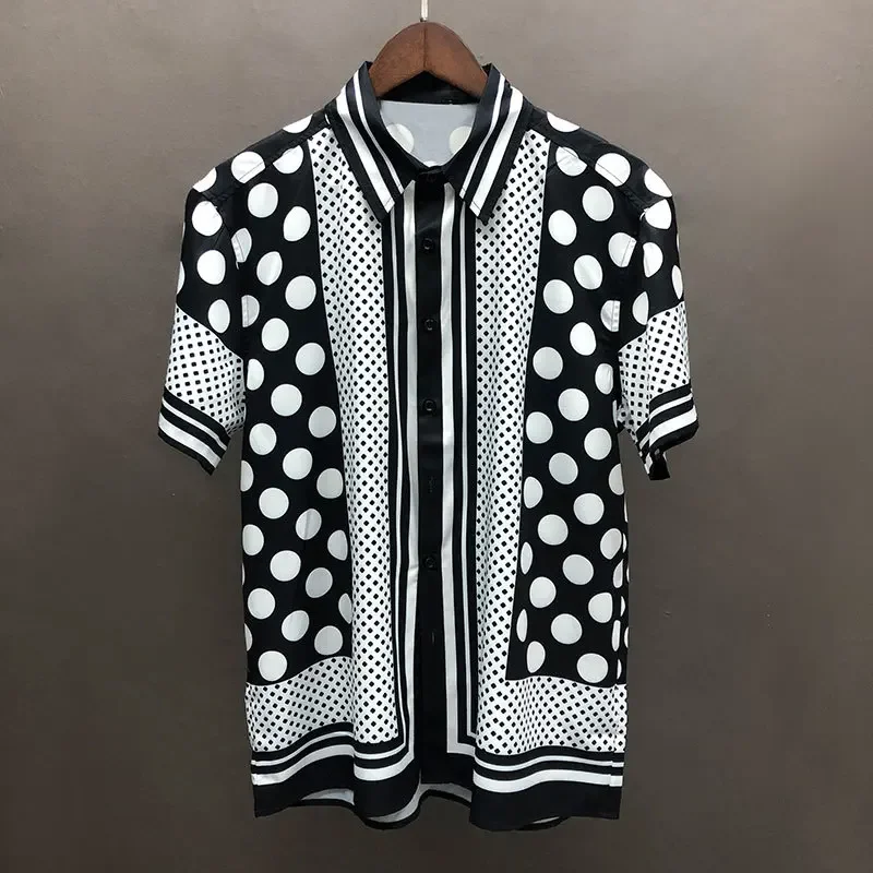 European and American popular styles, men's high-quality luxury short sleeved shirts, comfortable high street wear, casual tops