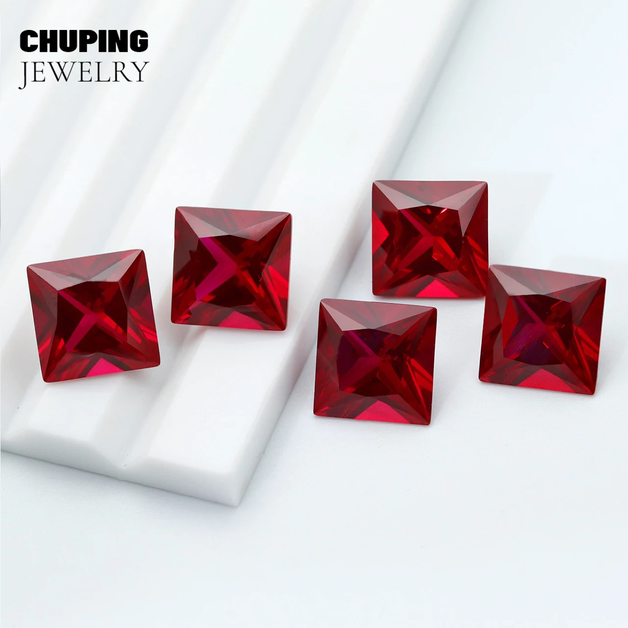 ChuPing SQ Princess Shape Flame Melted Lab Grown Ruby Synthetic Cultivate Ruby For Making Selectable AGL Certificate