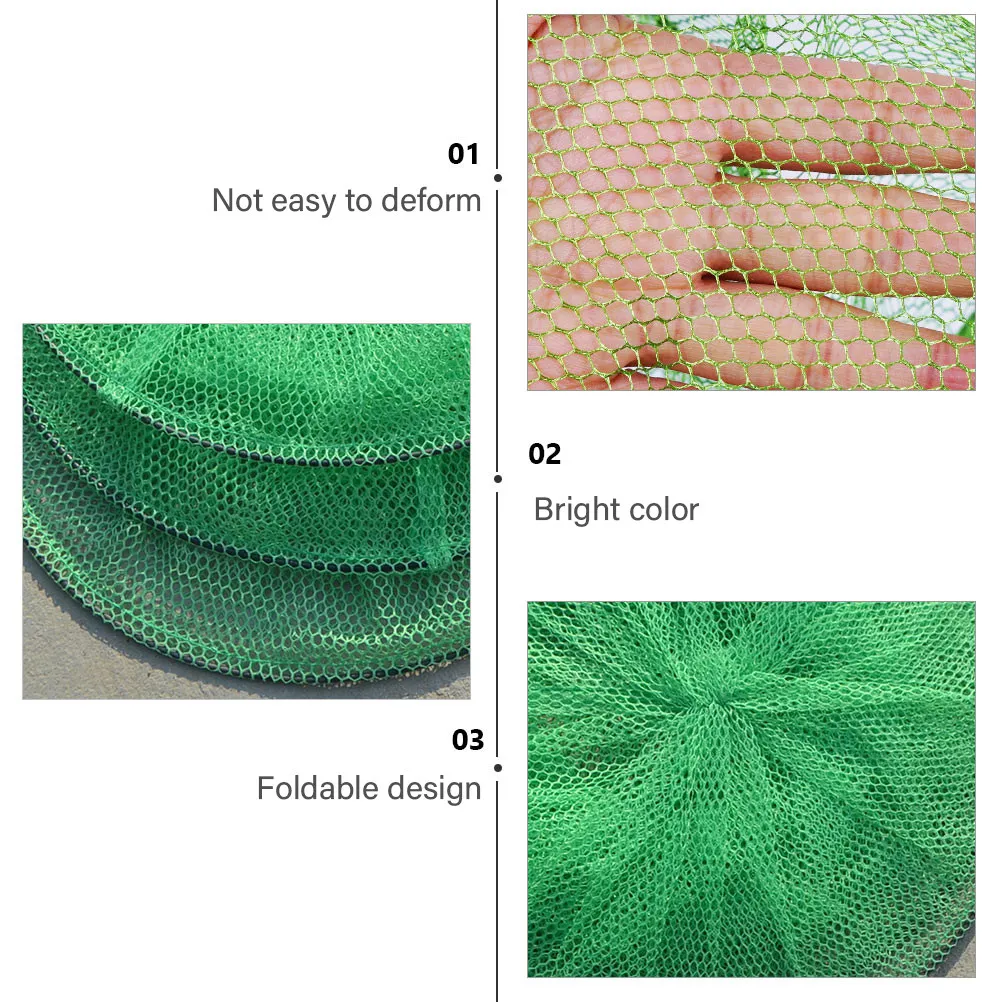5Pcs High-Density Quick-Drying Fishing Keep Net Foldable Portable Fish Trap Cage with Drawstring Mouth for Shrimp Crab Lobster