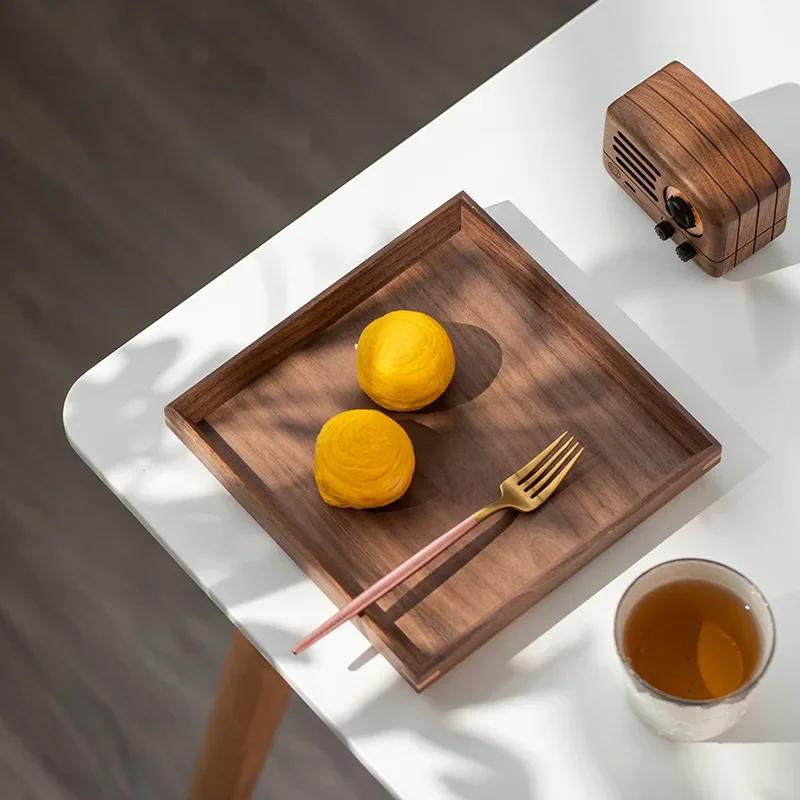 Natural Black Walnut Solid Wood  Rectangular Wooden Japanese Tableware Household Fruit Tray Wooden Tea Tray Hot