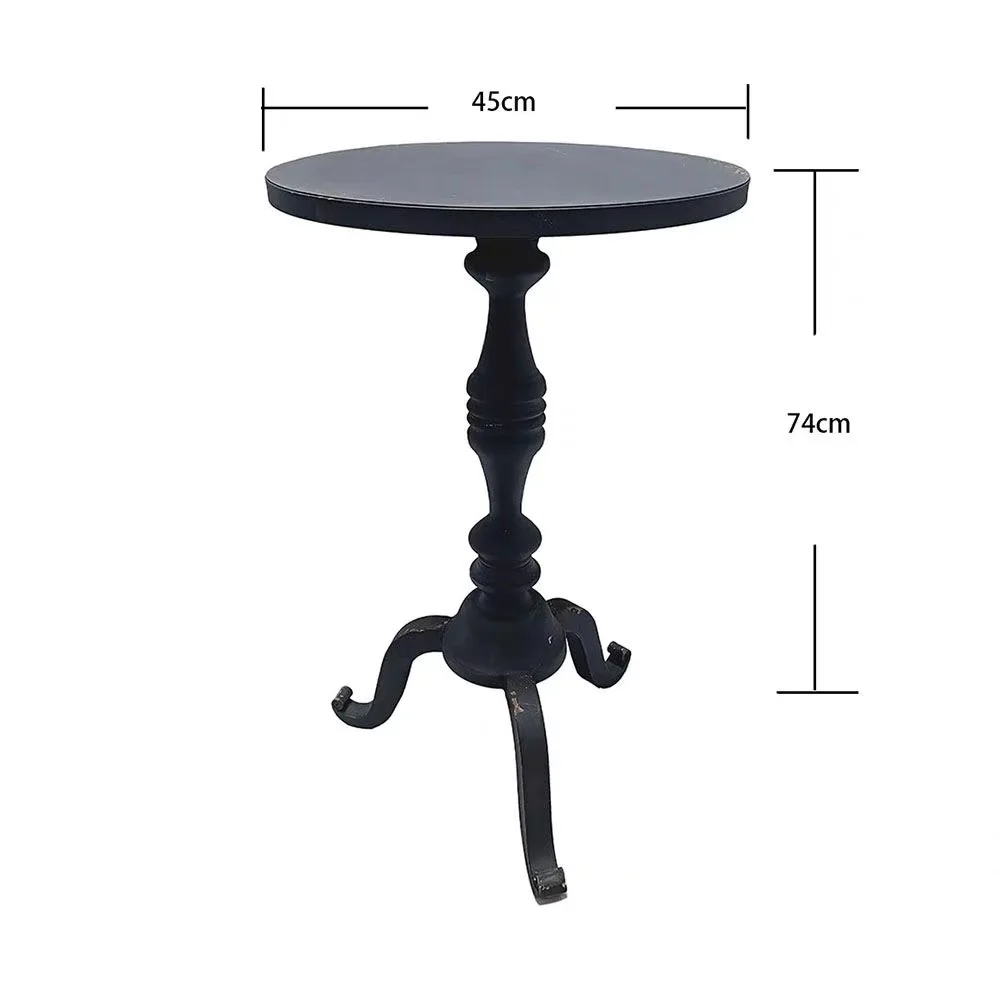 Vintage Round Side Table Rustic Farmhouse Accent End Table Small Pedestal Coffee Table for Living Room Bedroom - view 2