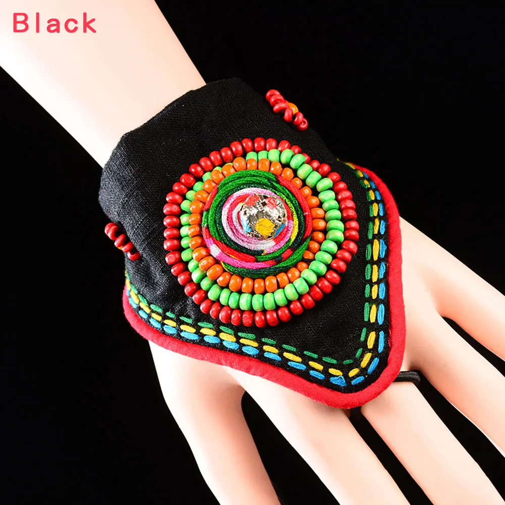 Ethnic Dance Jewelry Women Wrist Decoration Chinese Handicraft Bracelet Girls Vintage Halloween Wide Fabric Hand Bracelet Gifts