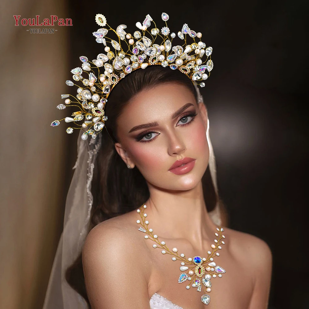 

YouLaPan Bridal Headband Charm Crystal Elegant Crown Headband Handmade Headband Fashion Wedding Banquet Party Headband HP844