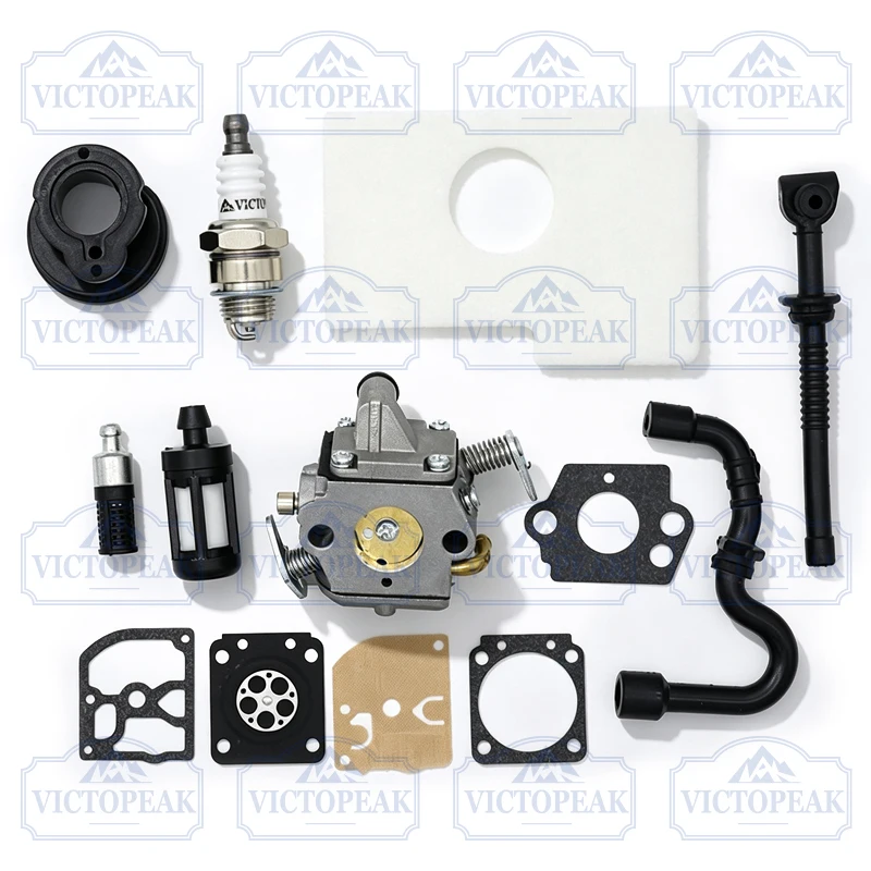 Victopeak Carburetor Spark Plug Kit For MS170 MS180 017 018 Brush Cutter Replacement Parts Gasket Maintenance Repair Accessories