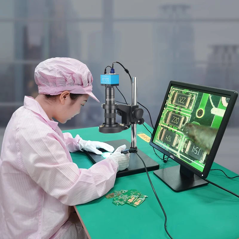 GP-660V Digital Microscope 4K HD USB Industrial CCD Camera with Display, 100X Magnification for Phone Repair & Metallurgy