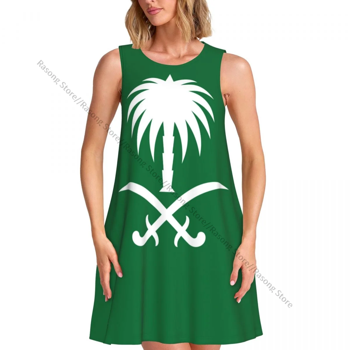 Women's Dress Summer Casual T Shirt Dresses Beach Cover up Saudi Arabian Palm Tree And Sword Tank Dress
