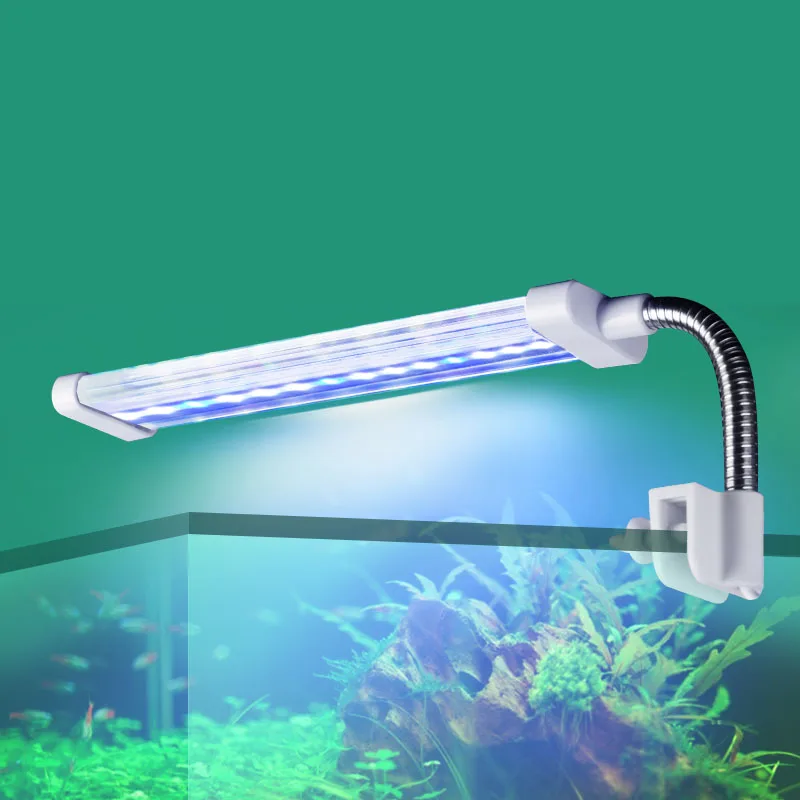 Crystal LED Aquarium Light 6W/8W/10W Aquatic Plant Lighting Waterproof Clip-on Lamp For Fish Tank Plants Grow Blue White Light