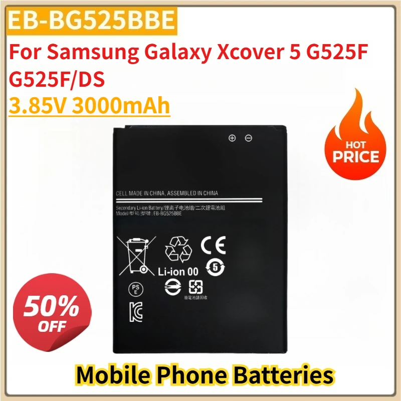 

New EB-BG525BBE 3.85V 3000mAh Replacement Mobile Phone Battery for Samsung Galaxy Xcover 5 G525F G525F/DS