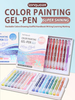 16/24/40 Colors Super Flash Effects Gel Pens 1mm Painting Drawing Marker Pen For Coloring Handbook Neutral Notebook Pen Languo