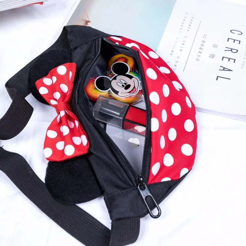 Disney Anime Mickey Mouse Waist Bag Kawaii Minnie Children\'s Crossbody Bag Cartoon Coin Purse Chest Bag Kids GIfts