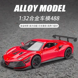 1:32 Ferrari 488 P80C Sports car High Simulation Diecast Metal Alloy Model car Sound Light Pull Back Collection Kids Toy Gifts