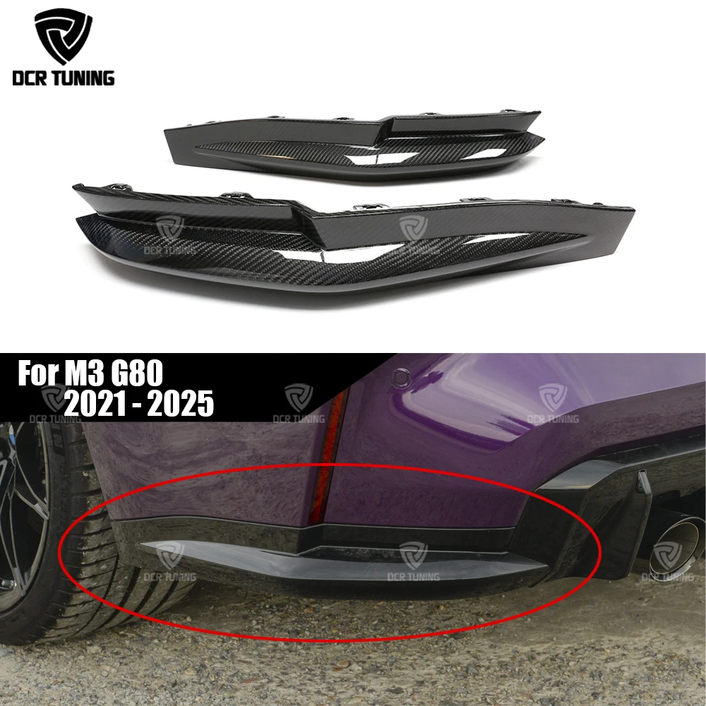 For 2021- 2025 BMW M3 G80 OE Style Competition Real Dry Carbon Fiber Rear Bumper Body kit Splitter Corner Extension Spats